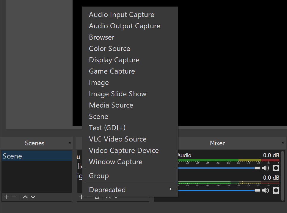 create a new capture source to record your screen